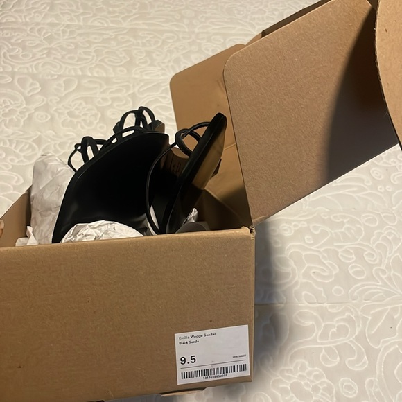 Reformation Emilia Wedge Sandal Black Suede Size 9.5 Brand New, Never Worn - Picture 7 of 8